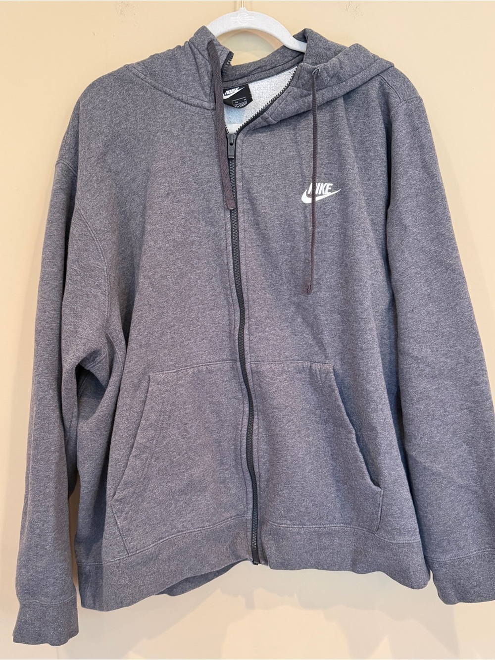 Nike Gray Zip Hoodie with White Swoosh
